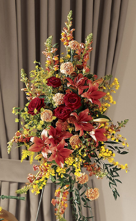 Autumn Standing Funeral Spray Flowers Autumn Standing Funeral Spray Flowers